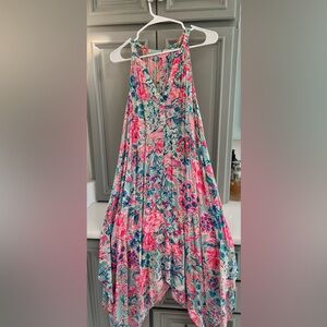 Lilly Pulitzer Multicolor Floral Dress with Asymmetrical Bottom.